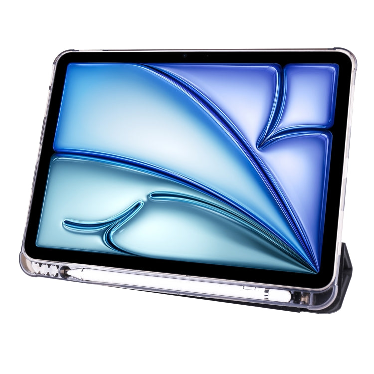 For iPad Air 11 2024 3-fold TPU Leather Smart Tablet Case with Pen Slot(Black) - iPad Air 11 2024 Cases by PMC TechLife | Online Shopping South Africa | PMC TechLife | Buy Now Pay Later Mobicred