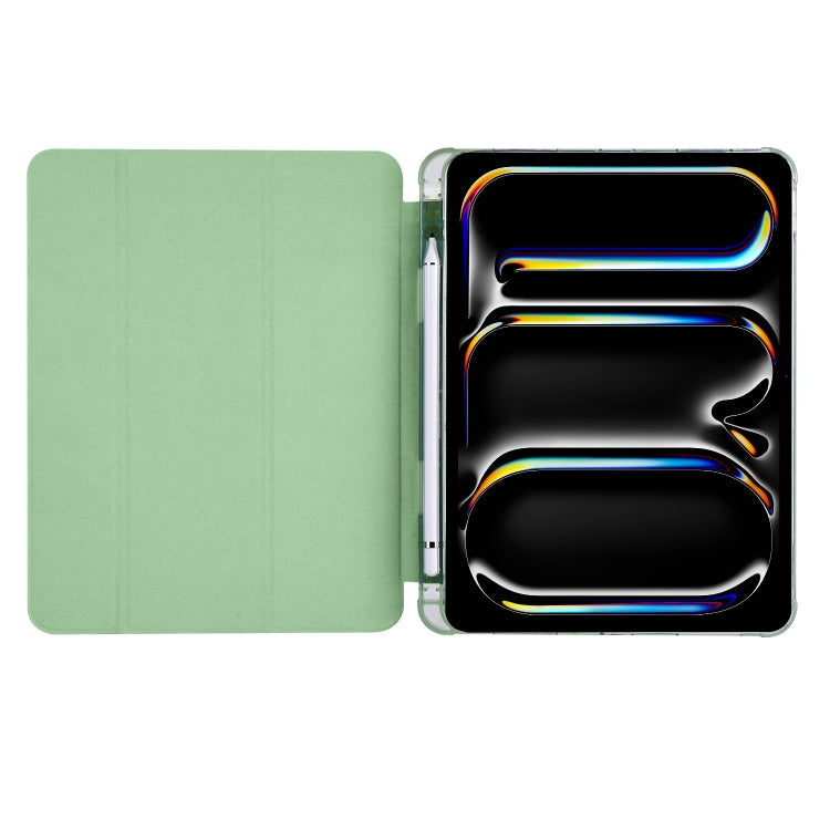For iPad Pro 11 2024 3-fold TPU Leather Smart Tablet Case with Pen Slot(Matcha Green) - iPad Pro 11 2024 Cases by PMC TechLife | Online Shopping South Africa | PMC TechLife | Buy Now Pay Later Mobicred
