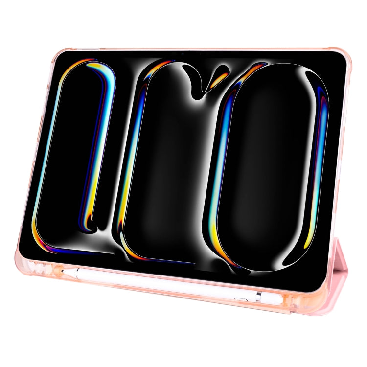 For iPad Pro 11 2024 3-fold TPU Leather Smart Tablet Case with Pen Slot(Pink) - iPad Pro 11 2024 Cases by PMC TechLife | Online Shopping South Africa | PMC TechLife | Buy Now Pay Later Mobicred