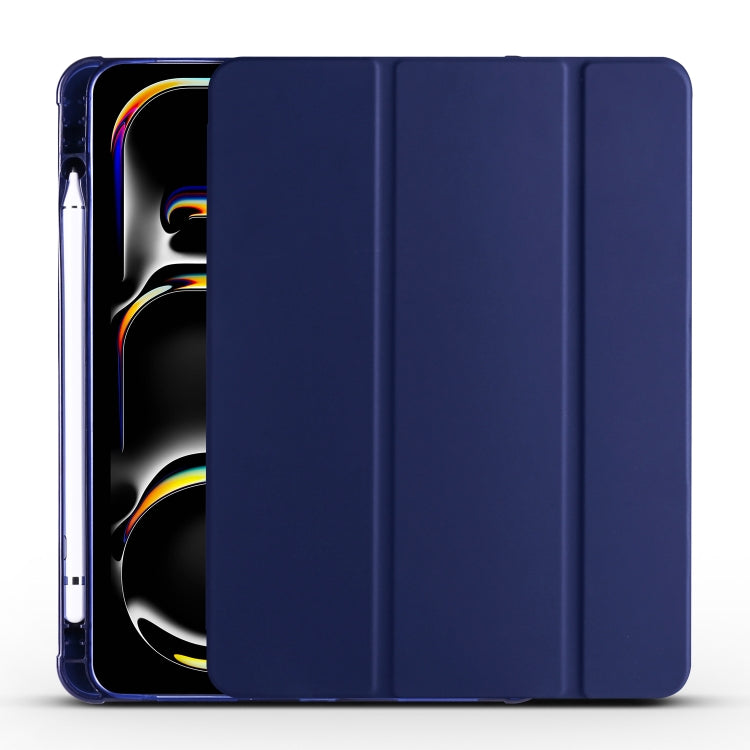 For iPad Pro 13 2024 3-fold TPU Leather Smart Tablet Case with Pen Slot(Dark Blue) - iPad Pro 13 2024 Cases by PMC TechLife | Online Shopping South Africa | PMC TechLife | Buy Now Pay Later Mobicred