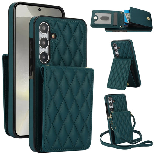 For Samsung Galaxy S24+ 5G YM015 Crossbody Rhombic Card Bag RFID Phone Case(Green) - Galaxy S24+ 5G Cases by PMC Jewellery | Online Shopping South Africa | PMC Jewellery | Buy Now Pay Later Mobicred