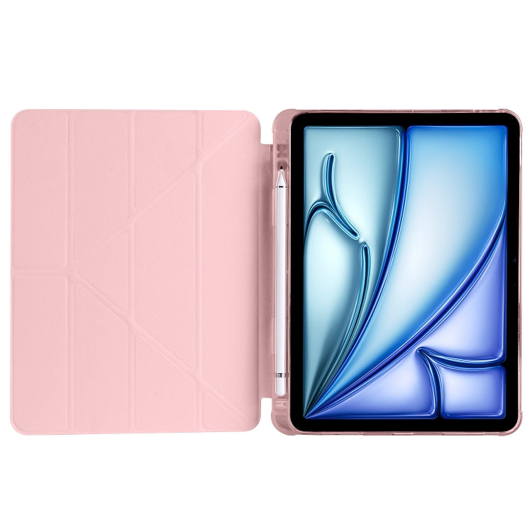 For iPad Air 11 2024 Multi-folding TPU Leather Smart Tablet Case with Pen Slot(Pink) - iPad Air 11 2024 Cases by PMC Jewellery | Online Shopping South Africa | PMC Jewellery | Buy Now Pay Later Mobicred