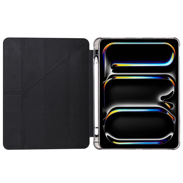 For iPad Pro 11 2024 Multi-folding TPU Leather Smart Tablet Case with Pen Slot(Black) - iPad Pro 11 2024 Cases by PMC TechLife | Online Shopping South Africa | PMC TechLife | Buy Now Pay Later Mobicred