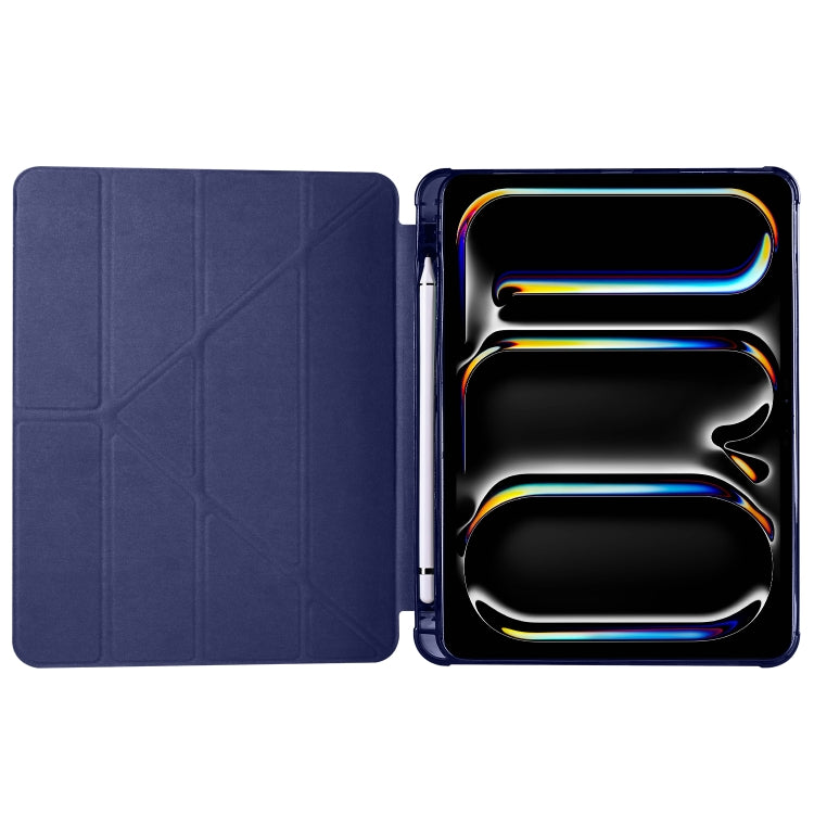 For iPad Pro 11 2024 Multi-folding TPU Leather Smart Tablet Case with Pen Slot(Dark Blue) - iPad Pro 11 2024 Cases by PMC TechLife | Online Shopping South Africa | PMC TechLife | Buy Now Pay Later Mobicred