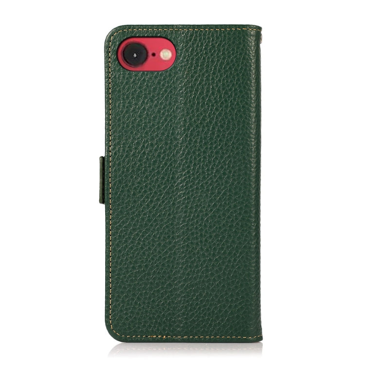 For iPhone SE 2024 KHAZNEH Side-Magnetic Litchi Genuine Leather RFID Case(Green) - More iPhone Cases by PMC TechLife | Online Shopping South Africa | PMC TechLife | Buy Now Pay Later Mobicred