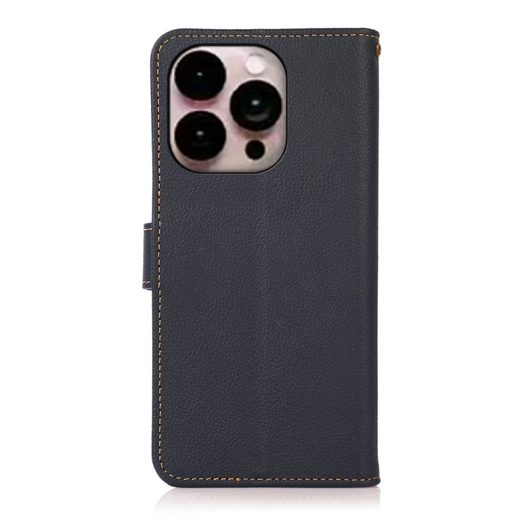 For iPhone 16 Pro Max KHAZNEH Custer Genuine Leather RFID Phone Case(Blue) - iPhone 16 Pro Max Cases by PMC TechLife | Online Shopping South Africa | PMC TechLife | Buy Now Pay Later Mobicred
