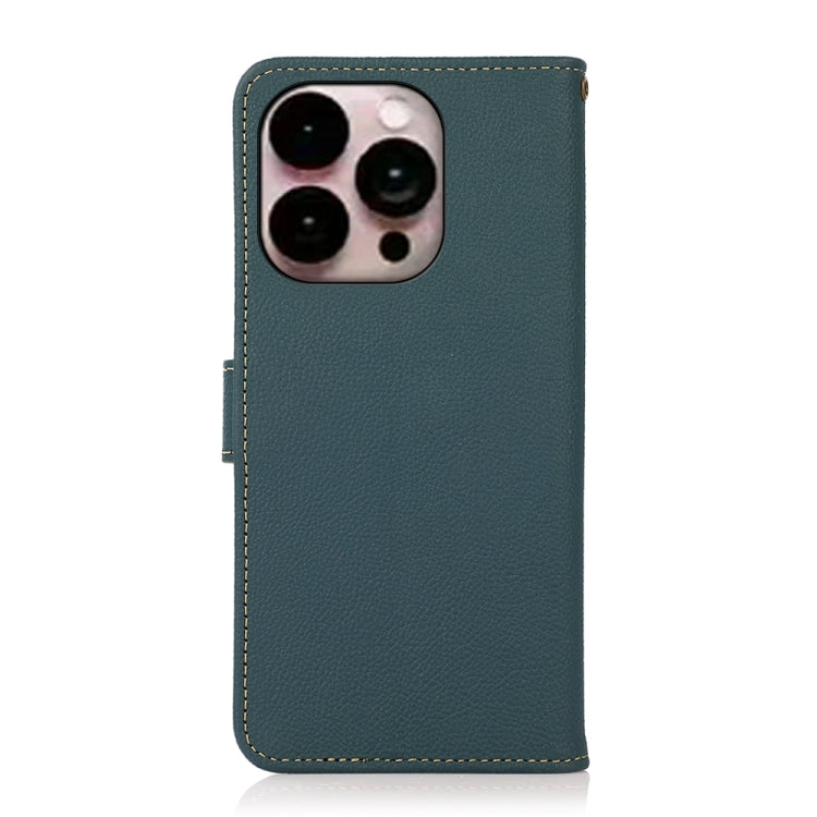 For iPhone 16 Pro KHAZNEH Custer Genuine Leather RFID Phone Case(Green) - iPhone 16 Pro Cases by PMC TechLife | Online Shopping South Africa | PMC TechLife | Buy Now Pay Later Mobicred