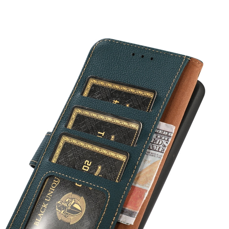 For iPhone 16 Pro KHAZNEH Custer Genuine Leather RFID Phone Case(Green) - iPhone 16 Pro Cases by PMC Jewellery | Online Shopping South Africa | PMC Jewellery | Buy Now Pay Later Mobicred