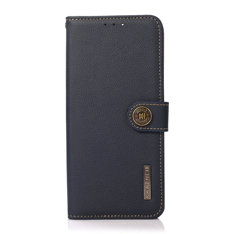 For iPhone 16 Plus KHAZNEH Custer Genuine Leather RFID Phone Case(Blue) - iPhone 16 Plus Cases by PMC TechLife | Online Shopping South Africa | PMC TechLife | Buy Now Pay Later Mobicred