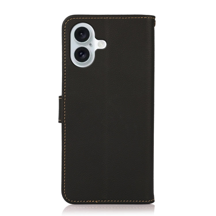 For iPhone 16 KHAZNEH Custer Genuine Leather RFID Phone Case(Black) - iPhone 16 Cases by PMC TechLife | Online Shopping South Africa | PMC TechLife | Buy Now Pay Later Mobicred