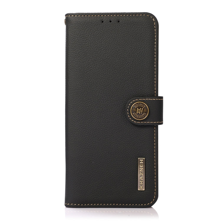 For iPhone SE 2024 KHAZNEH Custer Genuine Leather RFID Phone Case(Black) - More iPhone Cases by PMC TechLife | Online Shopping South Africa | PMC TechLife | Buy Now Pay Later Mobicred
