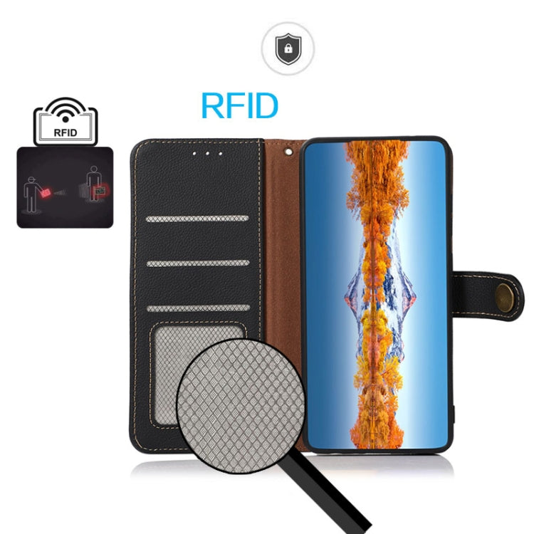 For iPhone SE 2024 KHAZNEH Custer Genuine Leather RFID Phone Case(Black) - More iPhone Cases by PMC TechLife | Online Shopping South Africa | PMC TechLife | Buy Now Pay Later Mobicred
