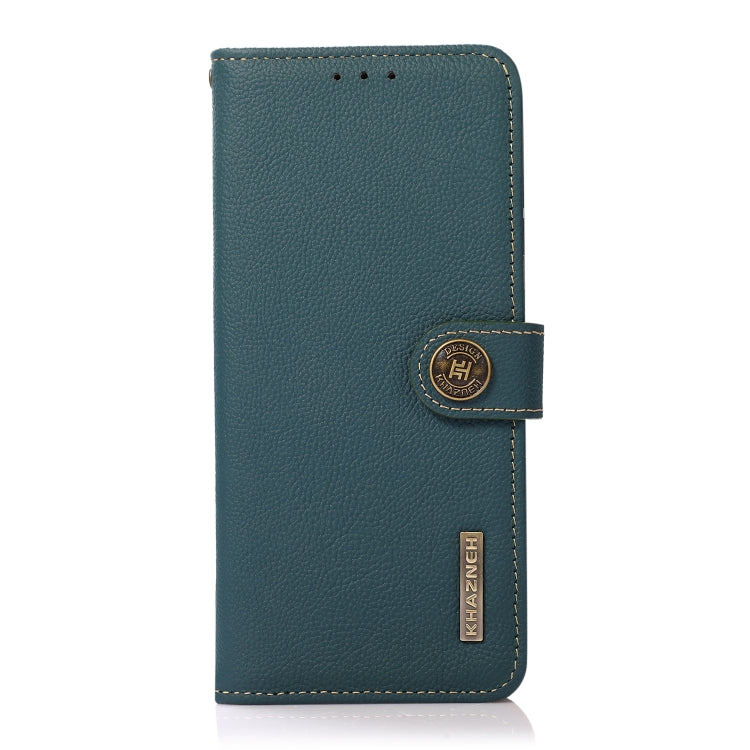 For iPhone 16e KHAZNEH Custer Genuine Leather RFID Phone Case(Green) - iPhone 16e Cases by PMC TechLife | Online Shopping South Africa | PMC TechLife | Buy Now Pay Later Mobicred