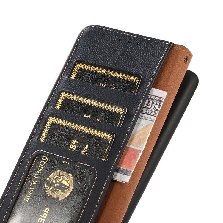For iPhone 17 Pro KHAZNEH Custer Genuine Leather RFID Phone Case(Blue) - free shipping - PMc TechLife - Order now!