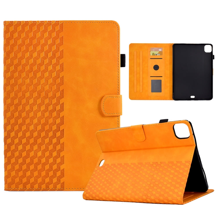 For iPad Pro 11 2024 Rhombus Embossed Leather Tablet Case(Khaki) - iPad Pro 11 2024 Cases by PMC TechLife | Online Shopping South Africa | PMC TechLife | Buy Now Pay Later Mobicred