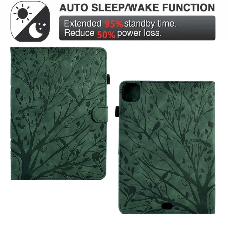 For iPad Pro 11 2024 Fortune Tree Embossed Leather Smart Tablet Case(Green) - iPad Pro 11 2024 Cases by PMC Jewellery | Online Shopping South Africa | PMC Jewellery | Buy Now Pay Later Mobicred