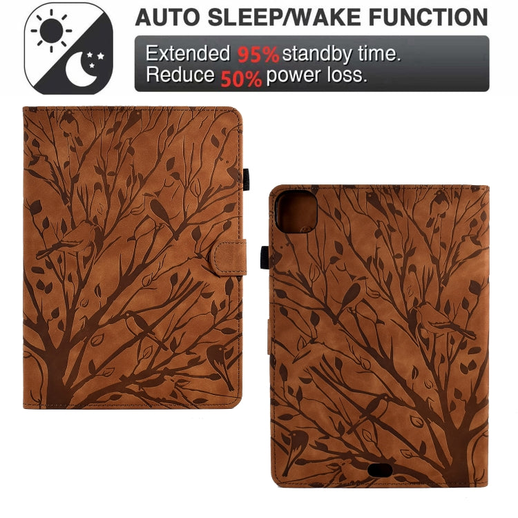 For iPad Pro 11 2024 Fortune Tree Embossed Leather Smart Tablet Case(Brown) - free shipping - PMC TechLife - Order now!