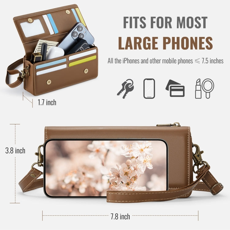 CaseMe ME30 Max Multifunctional Large-Capacity Shoulder Crossbody Phone Bag(Brown) -  by CaseMe | Online Shopping South Africa | PMC Jewellery | Buy Now Pay Later Mobicred