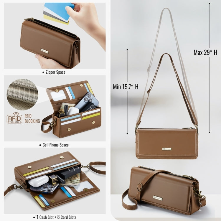 CaseMe ME30 Max Multifunctional Large-Capacity Shoulder Crossbody Phone Bag(Brown) -  by CaseMe | Online Shopping South Africa | PMC Jewellery | Buy Now Pay Later Mobicred