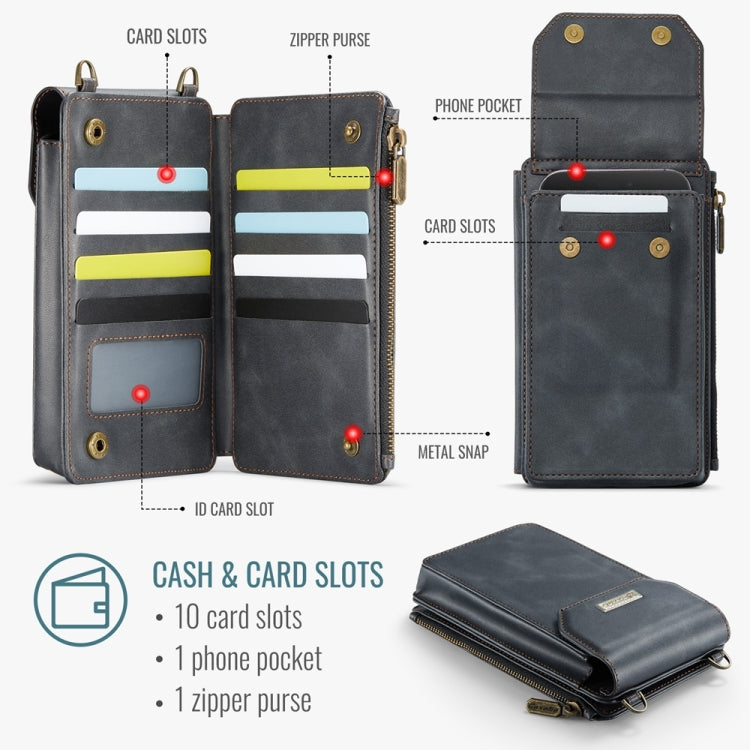 CaseMe Me40 Vertical Multifunctional Shoulder Crossbody Phone Bag(Black) -  by CaseMe | Online Shopping South Africa | PMC Jewellery | Buy Now Pay Later Mobicred