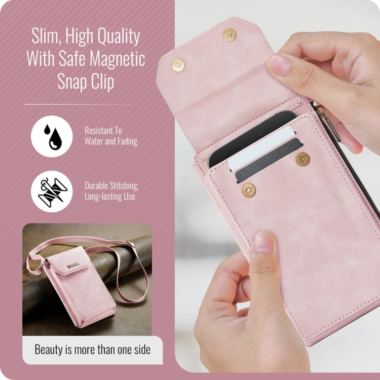 CaseMe Me40 Vertical Multifunctional Shoulder Crossbody Phone Bag(Pink) -  by CaseMe | Online Shopping South Africa | PMC Jewellery | Buy Now Pay Later Mobicred