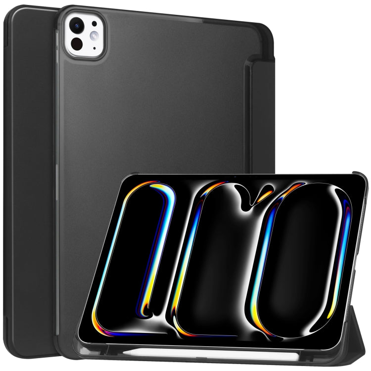 For iPad Pro 11 2024 3-fold Semi-transparent Frosted Smart Leather Tablet Case(Black) - iPad Pro 11 2024 Cases by PMC Jewellery | Online Shopping South Africa | PMC Jewellery | Buy Now Pay Later Mobicred