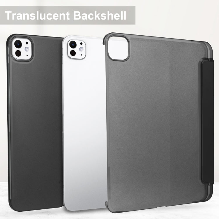 For iPad Pro 11 2024 3-fold Semi-transparent Frosted Smart Leather Tablet Case(Black) - iPad Pro 11 2024 Cases by PMC TechLife | Online Shopping South Africa | PMC TechLife | Buy Now Pay Later Mobicred