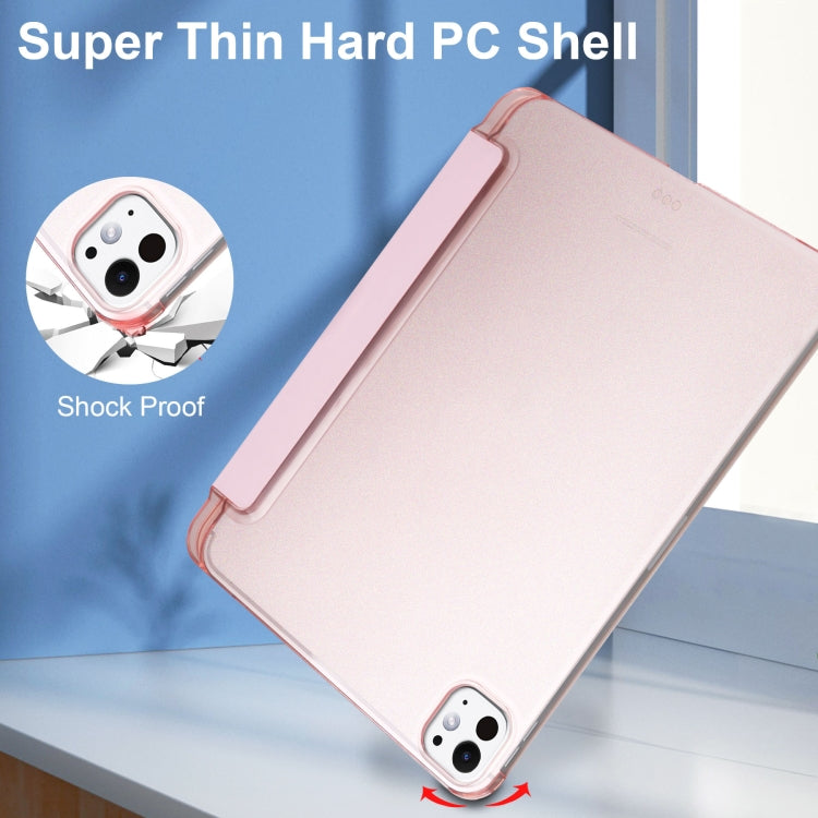 For iPad Pro 11 2024 3-fold Semi-transparent Frosted Smart Leather Tablet Case(Rose Gold) - iPad Pro 11 2024 Cases by PMC TechLife | Online Shopping South Africa | PMC TechLife | Buy Now Pay Later Mobicred