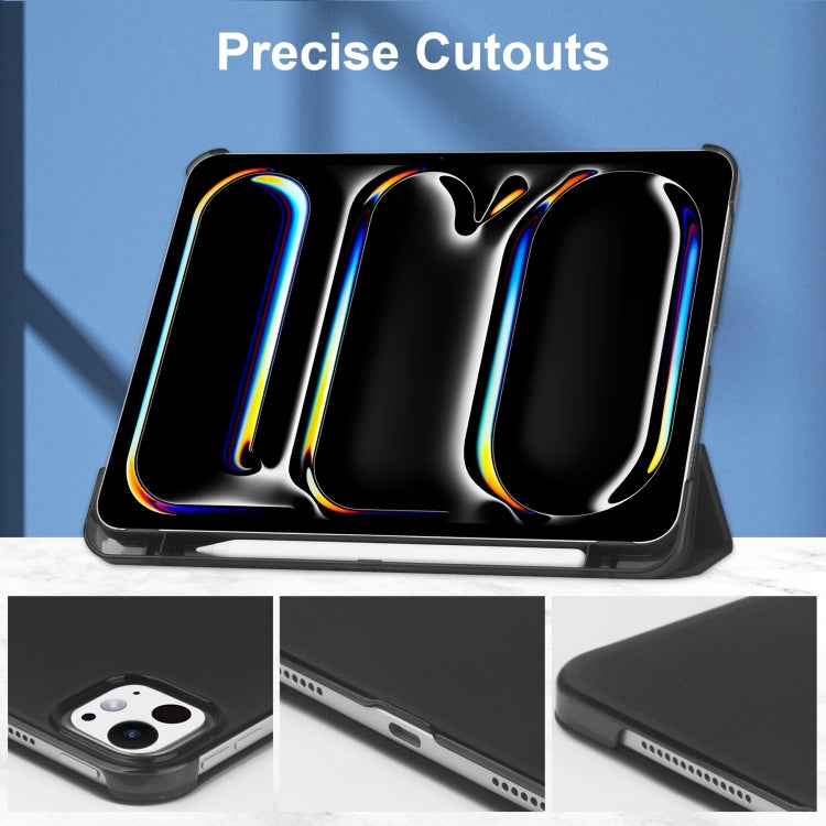 For iPad Pro 13 2024 3-fold Semi-transparent Frosted Smart Leather Tablet Case(Black) - iPad Pro 13 2024 Cases by PMC TechLife | Online Shopping South Africa | PMC TechLife | Buy Now Pay Later Mobicred
