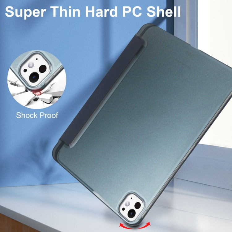 For iPad Pro 13 2024 3-fold Semi-transparent Frosted Smart Leather Tablet Case(Dark Blue) - iPad Pro 13 2024 Cases by PMC TechLife | Online Shopping South Africa | PMC TechLife | Buy Now Pay Later Mobicred