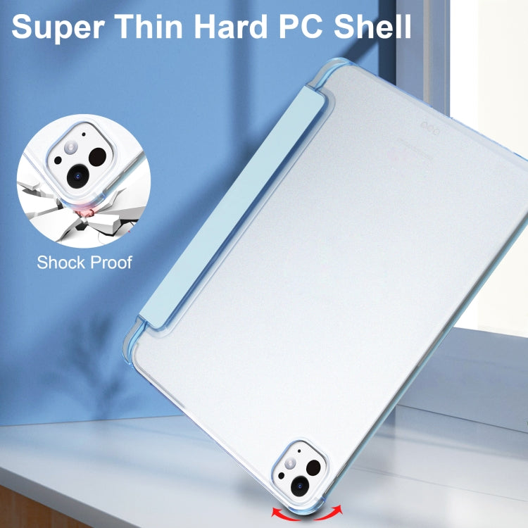 For iPad Pro 13 2024 3-fold Semi-transparent Frosted Smart Leather Tablet Case(Sky Blue) - iPad Pro 13 2024 Cases by PMC TechLife | Online Shopping South Africa | PMC TechLife | Buy Now Pay Later Mobicred