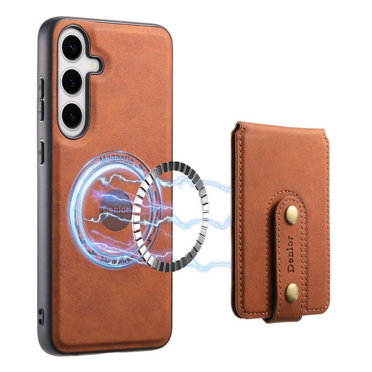 For Samsung Galaxy S24+ 5G Denior D14 NK Retro Pattern MagSafe Magnetic Card Holder Leather Phone Case(Brown) - Galaxy S24+ 5G Cases by Denior | Online Shopping South Africa | PMC Jewellery | Buy Now Pay Later Mobicred