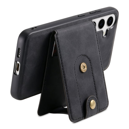 For Samsung Galaxy S24+ 5G Denior D14 NK Retro Pattern MagSafe Magnetic Card Holder Leather Phone Case(Black) - Galaxy S24+ 5G Cases by Denior | Online Shopping South Africa | PMC Jewellery | Buy Now Pay Later Mobicred