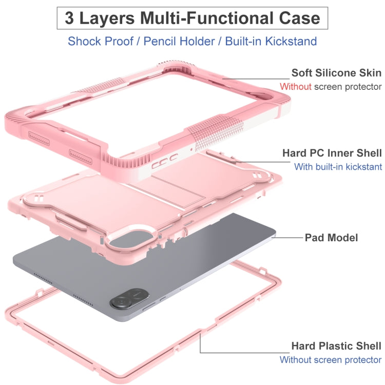 For Honor Pad X9 / X8 Pro Shockproof Silicone Hybrid PC Tablet Case with Holder(Rose Gold) - Honor by PMC TechLife | Online Shopping South Africa | PMC TechLife | Buy Now Pay Later Mobicred