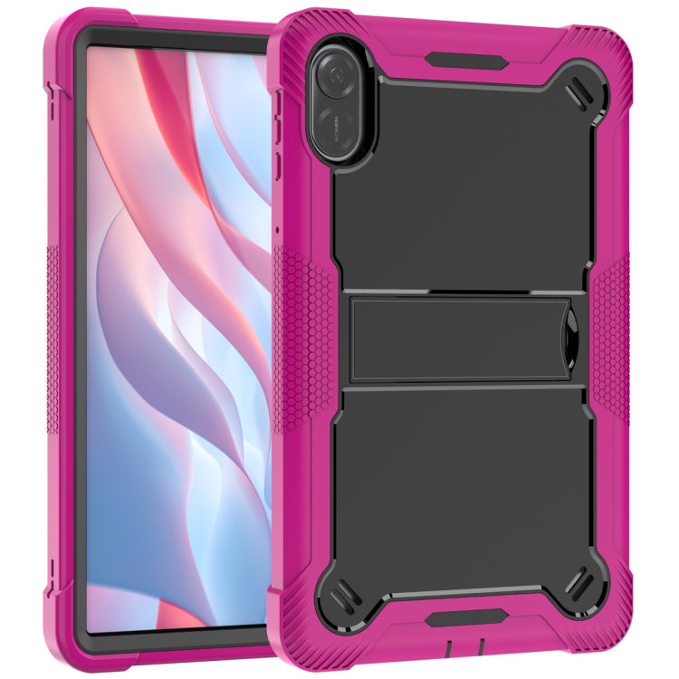 For Honor Pad X9 / X8 Pro Shockproof Silicone Hybrid PC Tablet Case with Holder(Black + Rose Red) - Honor by PMC TechLife | Online Shopping South Africa | PMC TechLife | Buy Now Pay Later Mobicred