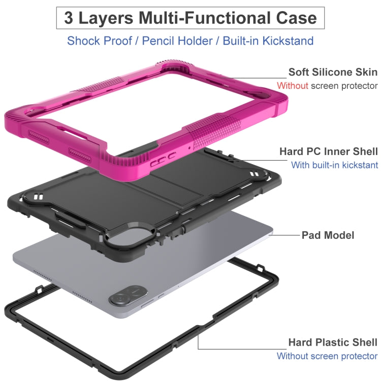 For Honor Pad X9 / X8 Pro Shockproof Silicone Hybrid PC Tablet Case with Holder(Black + Rose Red) - Honor by PMC TechLife | Online Shopping South Africa | PMC TechLife | Buy Now Pay Later Mobicred