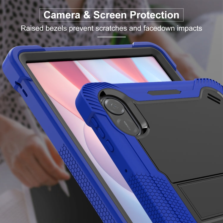 For Honor Pad X9 / X8 Pro Shockproof Silicone Hybrid PC Tablet Case with Holder(Black + Dark Blue) - Honor by PMC TechLife | Online Shopping South Africa | PMC TechLife | Buy Now Pay Later Mobicred