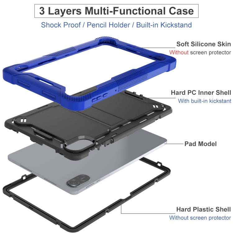 For Honor Pad X9 / X8 Pro Shockproof Silicone Hybrid PC Tablet Case with Holder(Black + Dark Blue) - Honor by PMC TechLife | Online Shopping South Africa | PMC TechLife | Buy Now Pay Later Mobicred