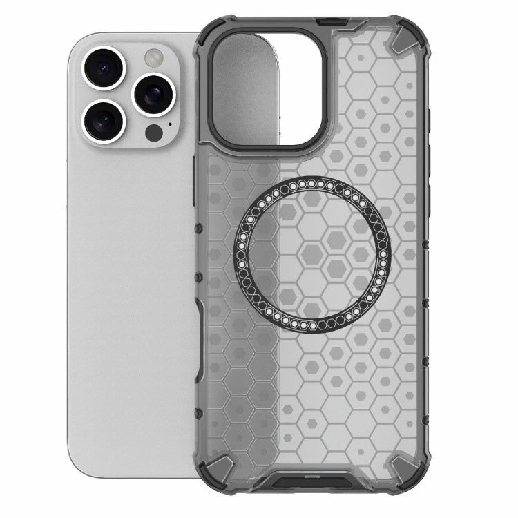 For iPhone 16 Pro Max Honeycomb Magnetic Ring Shockproof Phone Case(Black) - free shipping - PMC TechLife - Order now!