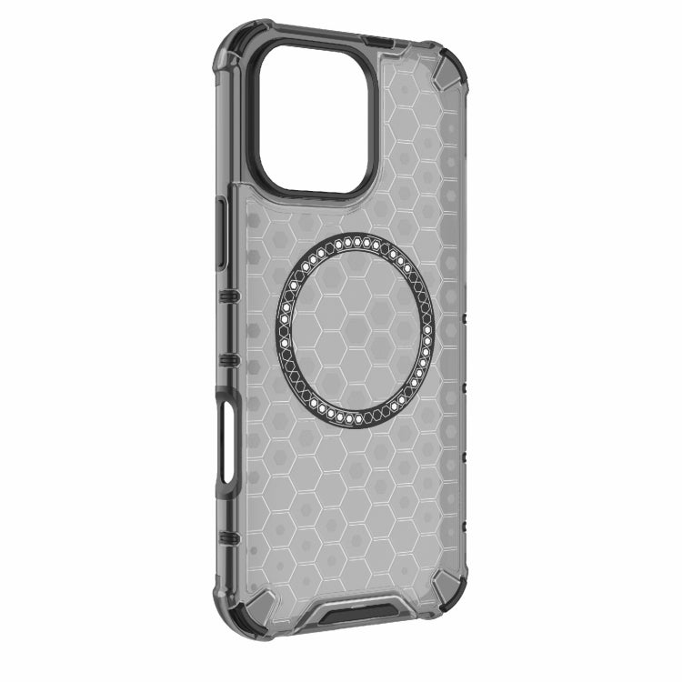 For iPhone 16 Pro Max Honeycomb Magnetic Ring Shockproof Phone Case(Black) - free shipping - PMC TechLife - Order now!