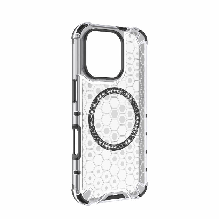 For iPhone 16 Pro Honeycomb Magnetic Ring Shockproof Phone Case(White) - iPhone 16 Pro Cases by PMC Jewellery | Online Shopping South Africa | PMC Jewellery | Buy Now Pay Later Mobicred