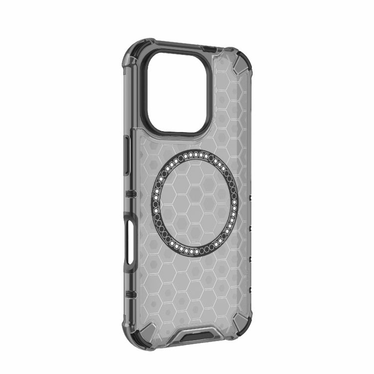 For iPhone 16 Pro Honeycomb Magnetic Ring Shockproof Phone Case(Black) - iPhone 16 Pro Cases by PMC TechLife | Online Shopping South Africa | PMC TechLife | Buy Now Pay Later Mobicred