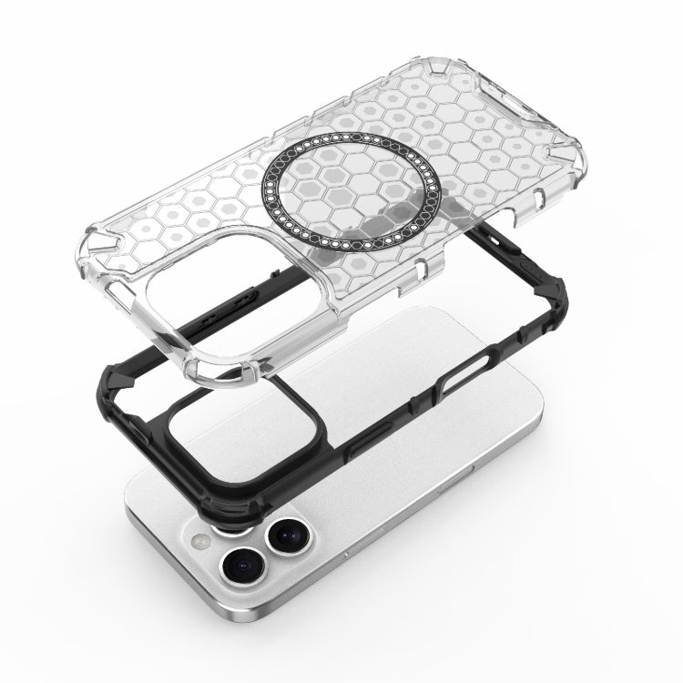 For iPhone 16 Pro Honeycomb Magnetic Ring Shockproof Phone Case(Black) - iPhone 16 Pro Cases by PMC TechLife | Online Shopping South Africa | PMC TechLife | Buy Now Pay Later Mobicred
