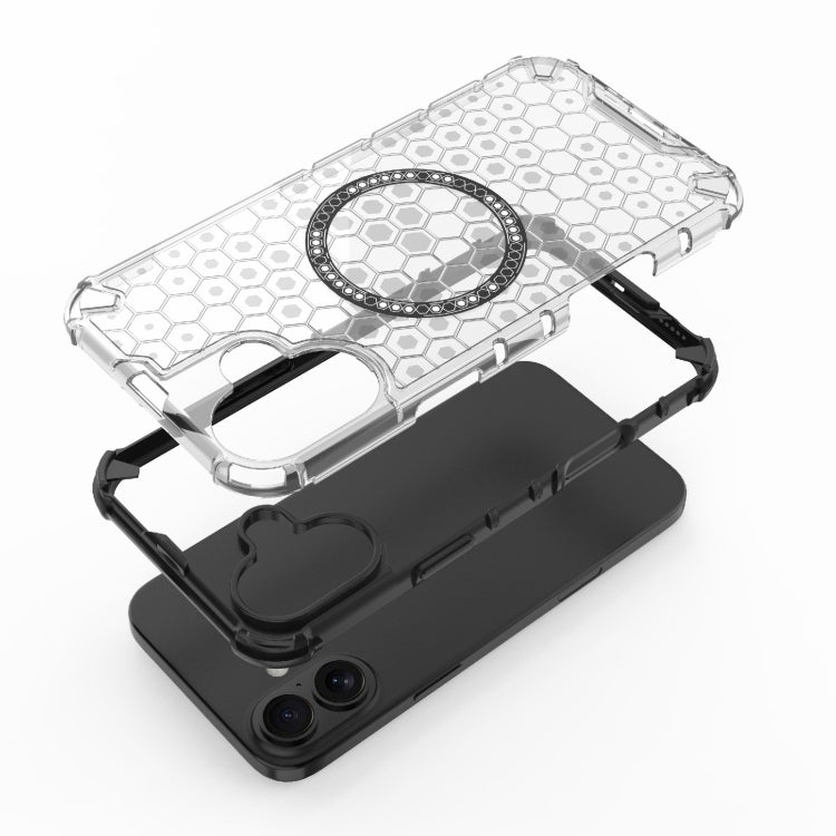 For iPhone 16 Plus Honeycomb Magnetic Ring Shockproof Phone Case(Green) - iPhone 16 Plus Cases by PMC TechLife | Online Shopping South Africa | PMC TechLife | Buy Now Pay Later Mobicred