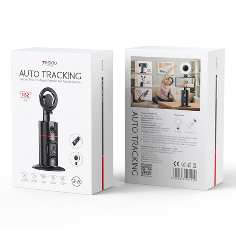 Yesido SF20 Magnetic 360 Degree Rotating Smart Al Auto Face Tracking PTZ Bracket(Black) - Selfie Sticks by Yesido | Online Shopping South Africa | PMC Jewellery | Buy Now Pay Later Mobicred