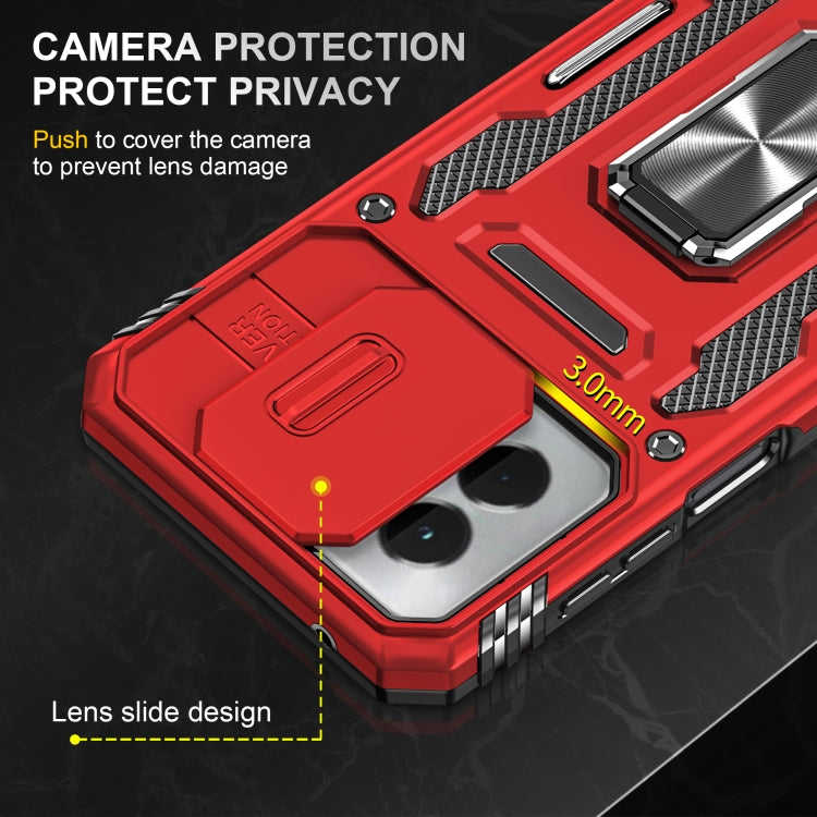 For Motorola Moto G Play 5G 2024 Armor PC + TPU Camera Shield Phone Case(Red) - Motorola Cases by PMC Jewellery | Online Shopping South Africa | PMC Jewellery | Buy Now Pay Later Mobicred