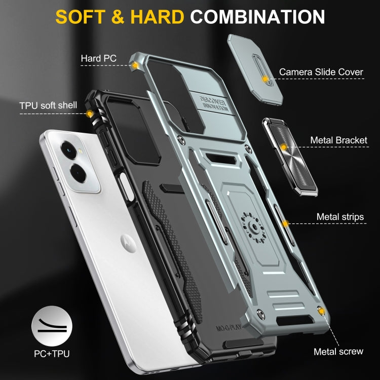 For Motorola Moto G Play 5G 2024 Armor PC + TPU Camera Shield Phone Case(Grey) - Motorola Cases by PMC Jewellery | Online Shopping South Africa | PMC Jewellery | Buy Now Pay Later Mobicred