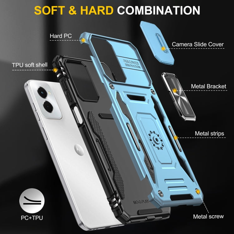 For Motorola Moto G Play 5G 2024 Armor PC + TPU Camera Shield Phone Case(Light Blue) - Motorola Cases by PMC Jewellery | Online Shopping South Africa | PMC Jewellery | Buy Now Pay Later Mobicred