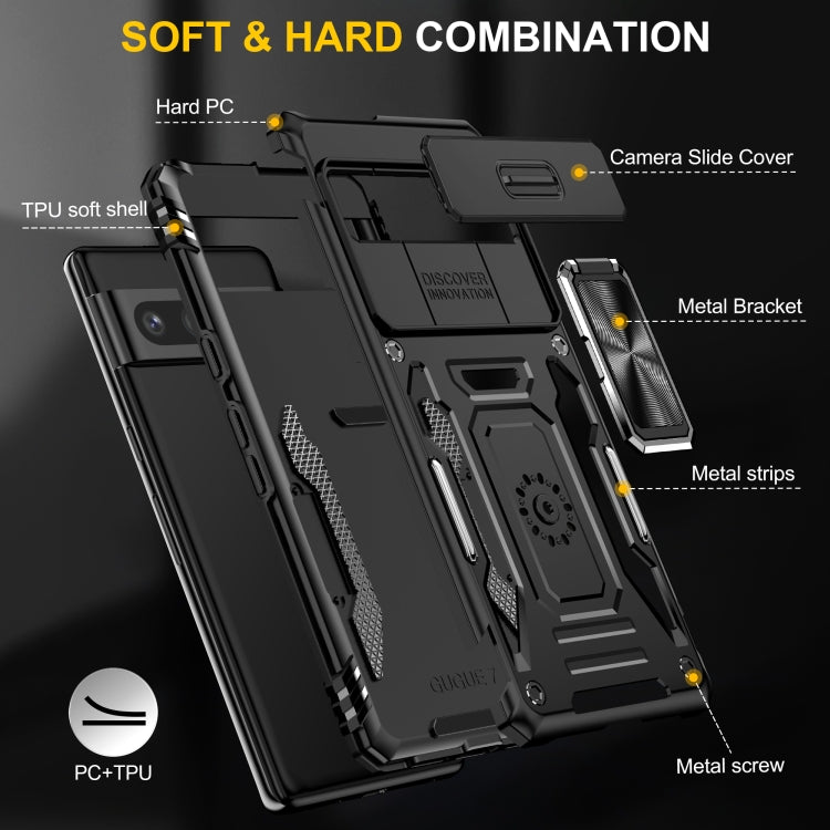 For Google Pixel 9 Pro XL 6.8 Armor PC + TPU Camera Shield Phone Case(Black) - Google Cases by PMC TechLife | Online Shopping South Africa | PMC TechLife | Buy Now Pay Later Mobicred