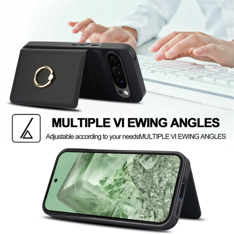 For Google Pixel 9 RFID Anti-theft Card Ring Holder Phone Case(Black) - Google Cases by PMC TechLife | Online Shopping South Africa | PMC TechLife | Buy Now Pay Later Mobicred